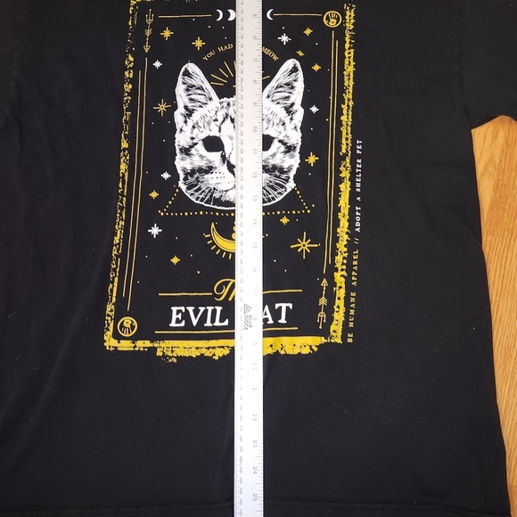 Be Human[e]"The Evil Cat’ Tarot Card, Black and Gold T-Shirt. Large. - Picture 3 of 7